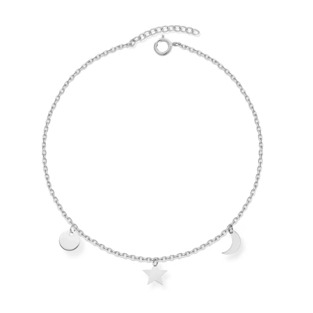 Bransoletka srebrna księzyc gwiazdka kółko