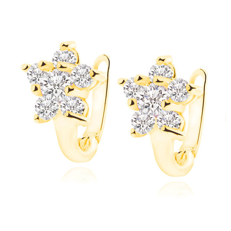 Kolczyki kwiatki z bezbarwnymi cyrkoniami