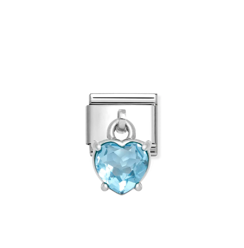Element link do bransoletek Nomination Composable Stal + Srebro 925 niebieskie serce