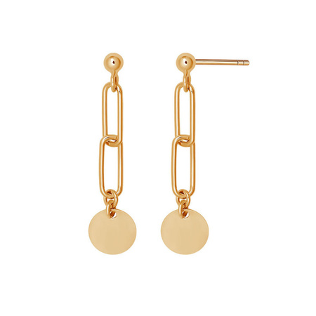 Kolczyki wiszące łańcuszki z zawieszką blaszką