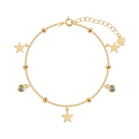 Bransoletka pozłacana z gwiazdkami i cyrkoniami