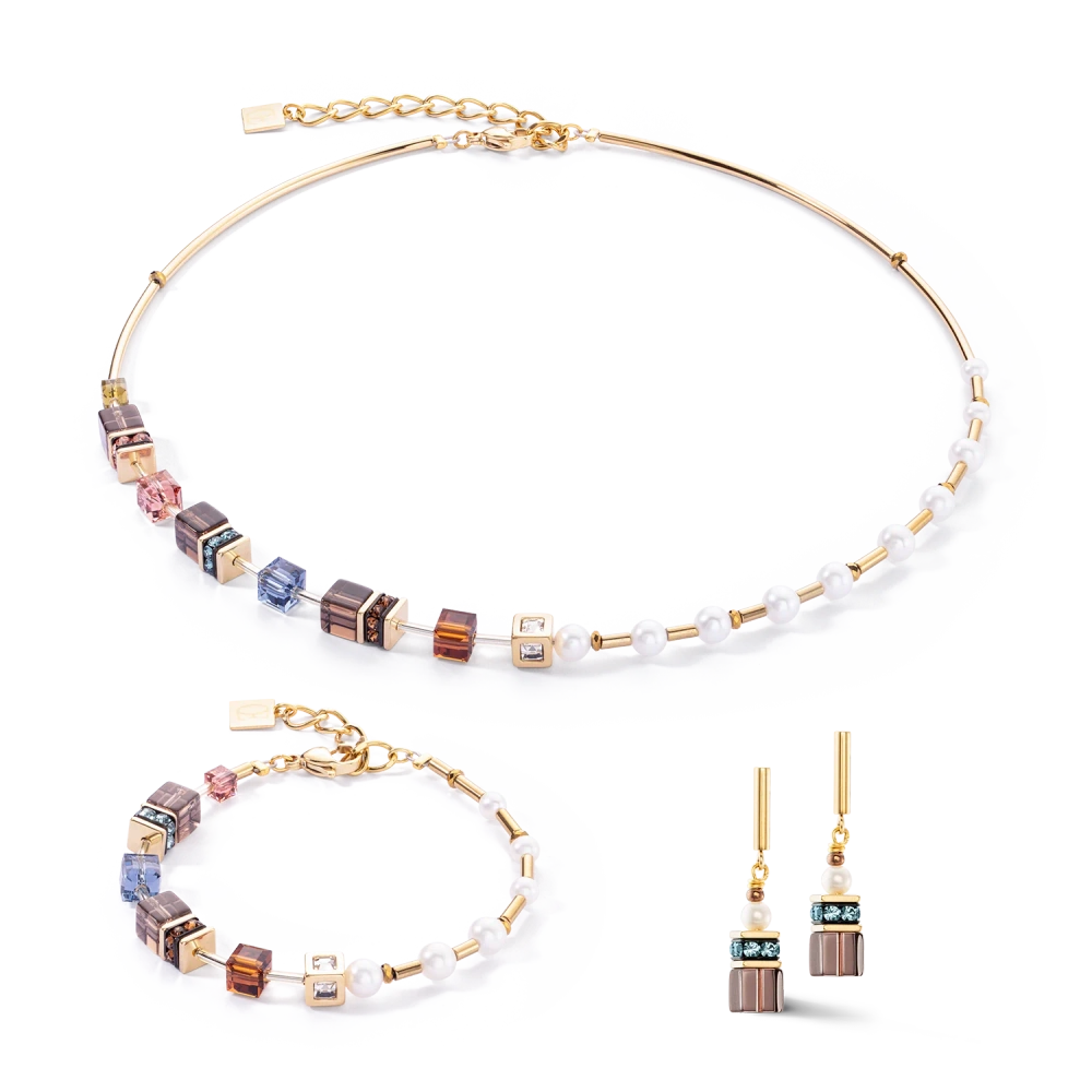 Naszyjnik GeoCUBE® Fusion Precious Pearl Mix złoto-jesień