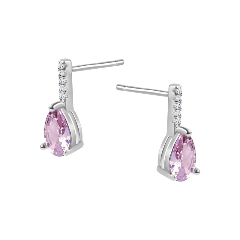 Kolczyki srebrne z różowymi cyrkoniami