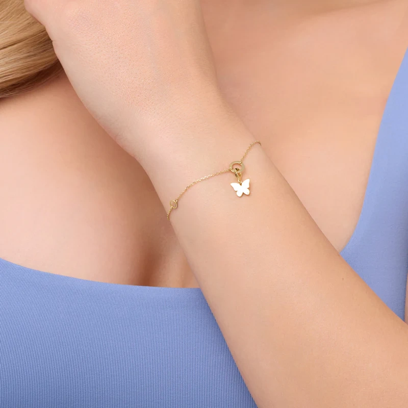 Zawieszka pozłacana do bransoletek motyl