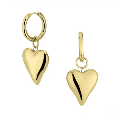 Kolczyki stalowe pozłacane serca gładkie