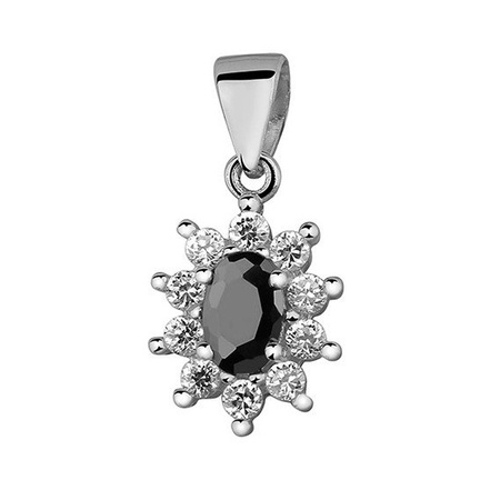 Srebrna zawieszka z czarną cyrkonią