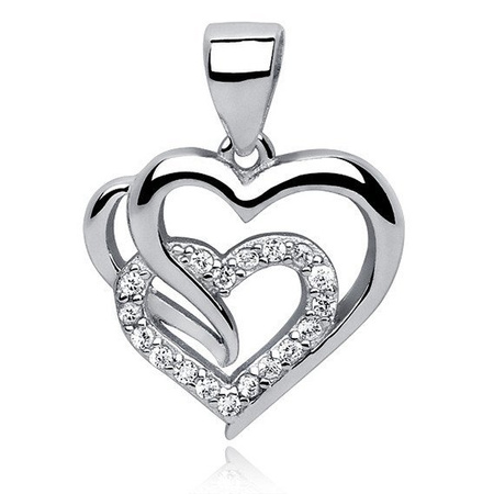 Srebrna zawieszka serca z cyrkoniami