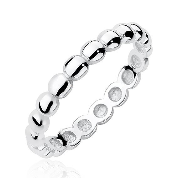 Srebrny pierścionek rodowany z kuleczek