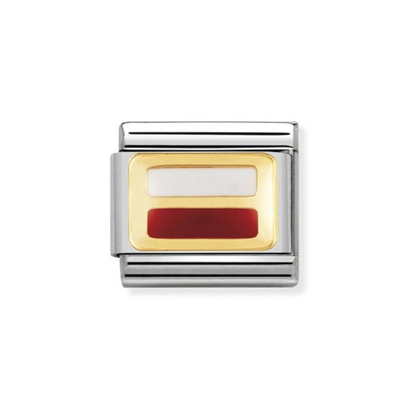  Element link do bransoletek Nomination Composable Stal + Złoto 18k Flaga Polski