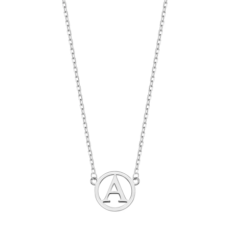 Naszyjnik srebrny zawieszka z literą A w kółku