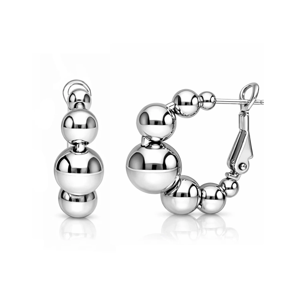 Kolczyki srebrne kółka z kuleczkami