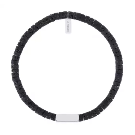 Bransoletka męska stal szlachetna lawa wulkaniczna