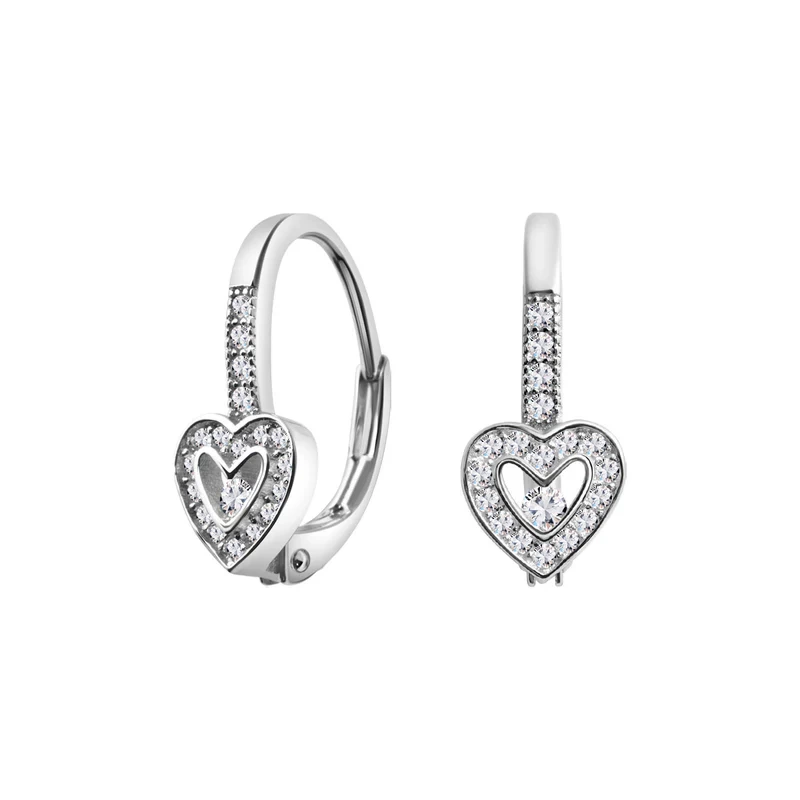 Kolczyki srebrne serca z cyrkoniami