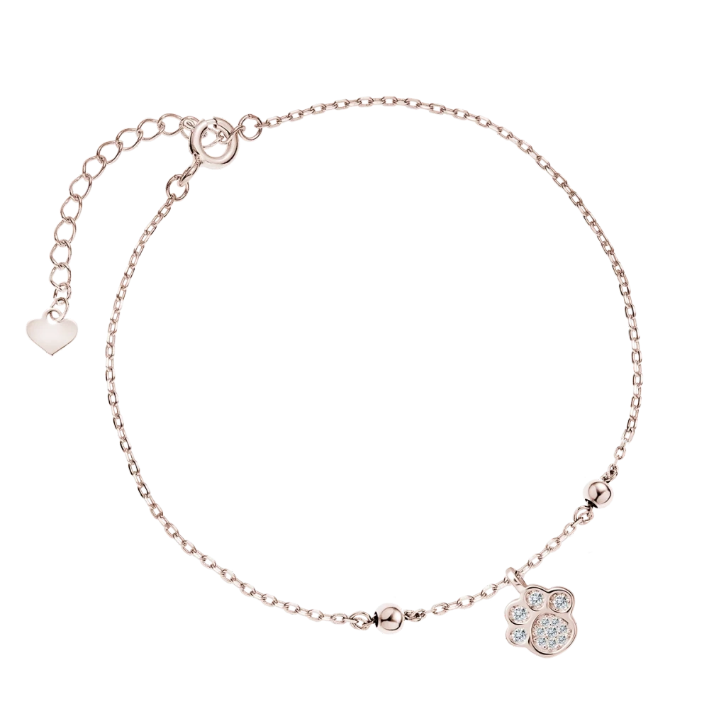 Srebrna bransoletka z łapą z cyrkoniami pozłacana różowe zloto