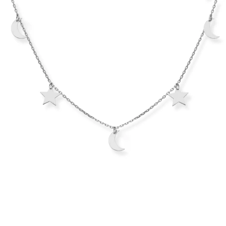 Naszyjnik srebrny gwiazdki księżyc