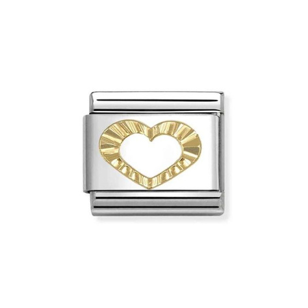 Element link do bransoletek Nomination Composable Stal + Złoto 18k serce diamentowane