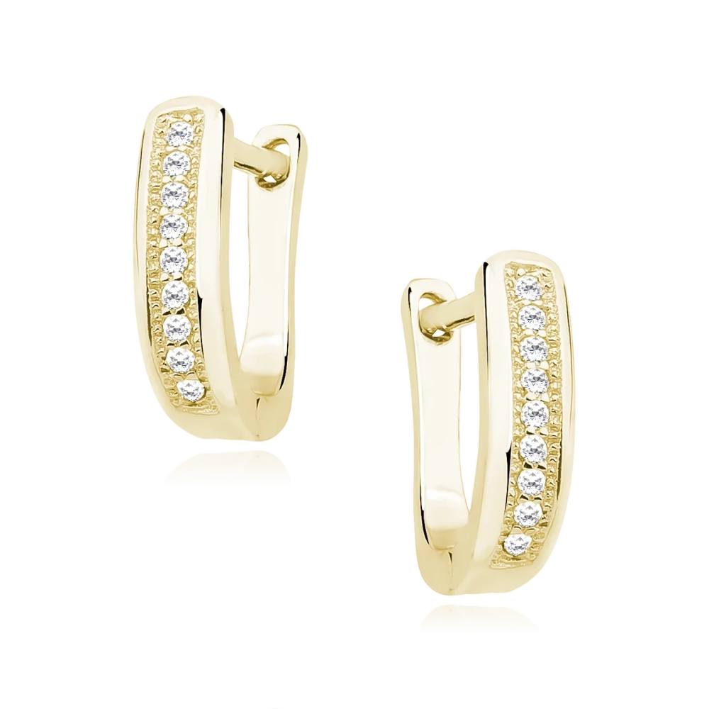 Srebrne pozłacane kolczyki z cyrkoniami