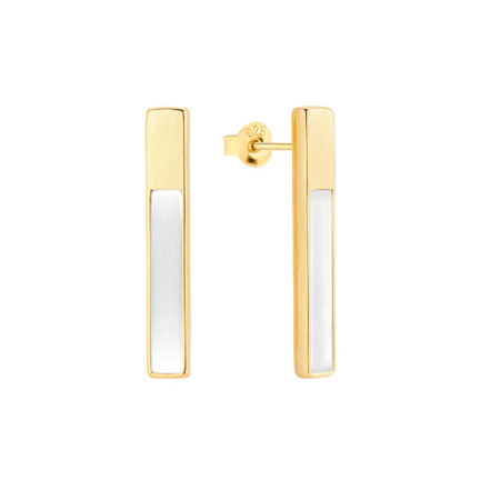 Kolczyki srebrne słupki z masą perłową