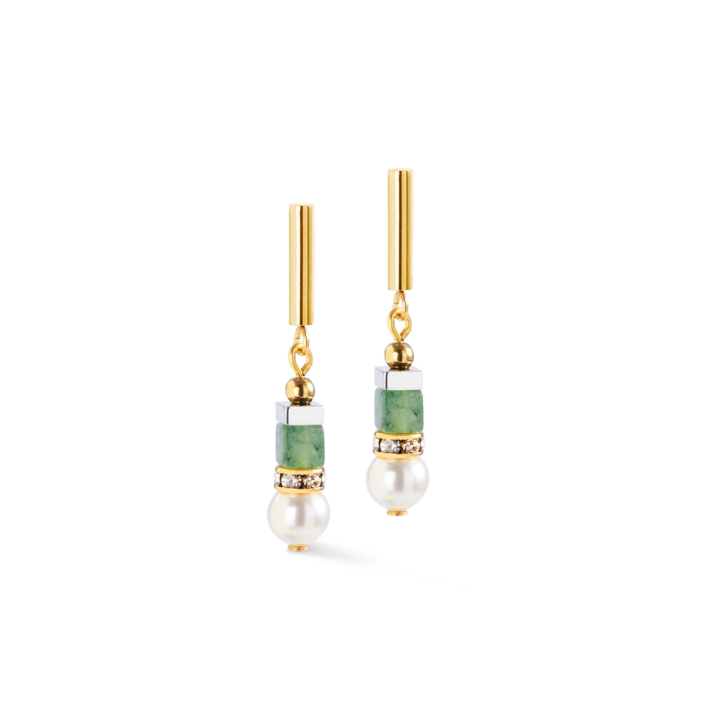 Kolczyki Precious Fusion Offset złoto-zielone