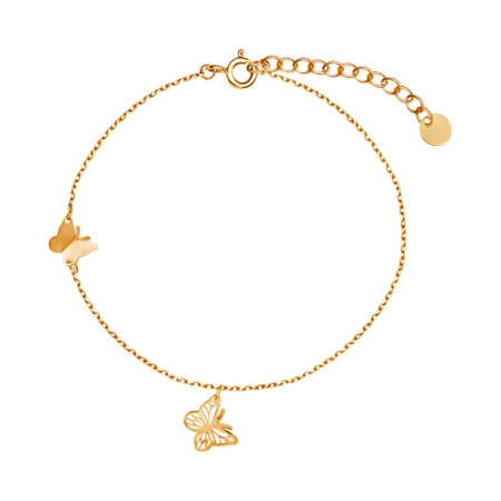 Bransoletka pozłacana z motylami