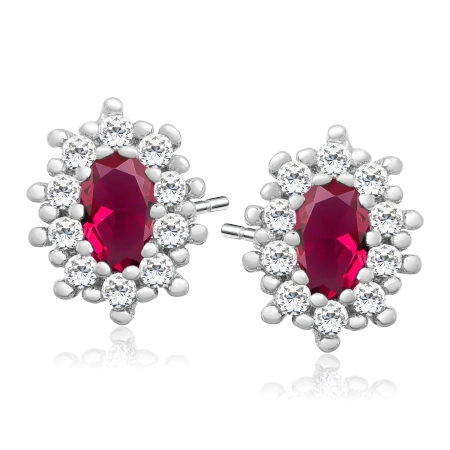 Kolczyki srebrne z rubinową cyrkoną