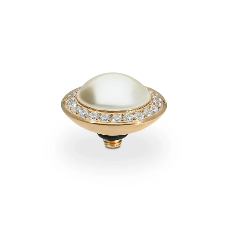 Element top wkręcany Qudo Tondo Deluxe 13mm stal pozłacana Cream Pearl
