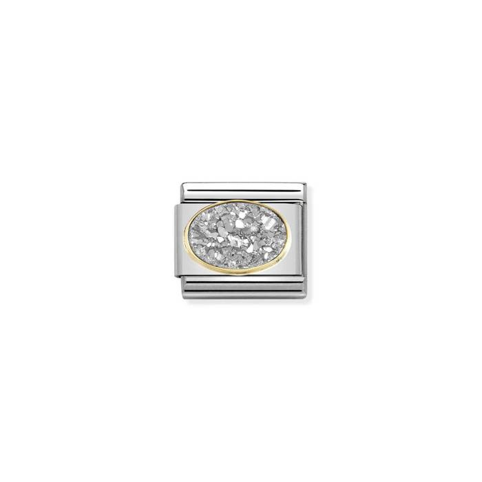 Element link do bransoletek Nomination Composable Stal + Złoto 18k agat druza