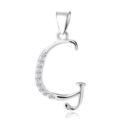 Zawieszka srebrna litera G z cyrkoniami