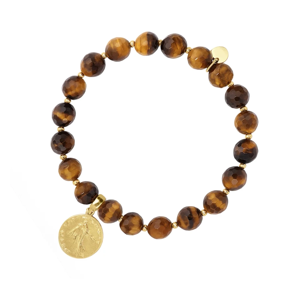 Bransoletka pozłacana tygrysie oko