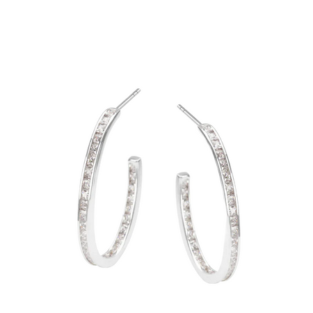 Kolczyki srebrne półkółka z cyrkoniami