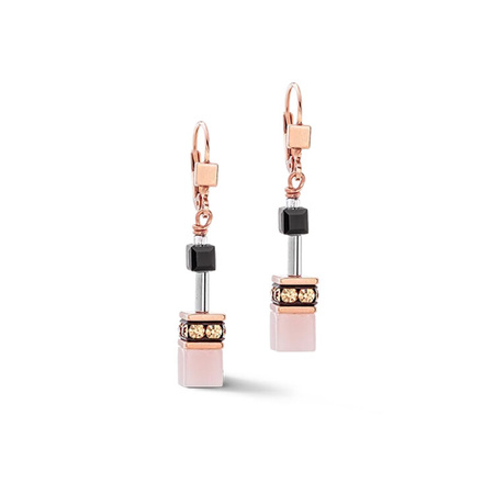 Kolczyki Coeur de Lion GeoCUBE Iconic earrings róż czerń
