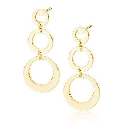 Kolczyki srebrne pozłacane wiszące połączone kółka