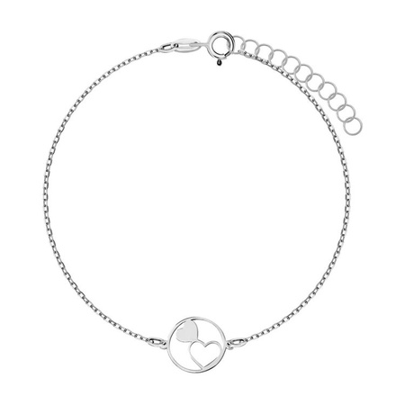 Bransoletka srebrna z kółkiem serca