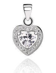 Zawieszka serce cyrkonia biała srebro