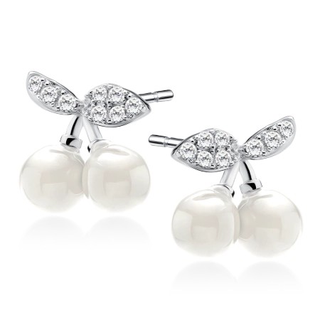 Srebrne kolczyki wisienki z perełkami