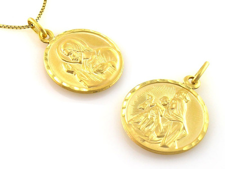 Złoty medalik szkaplerz okrągły