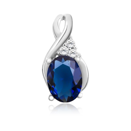 Zawieszka srebrna z szafirową cyrkonią