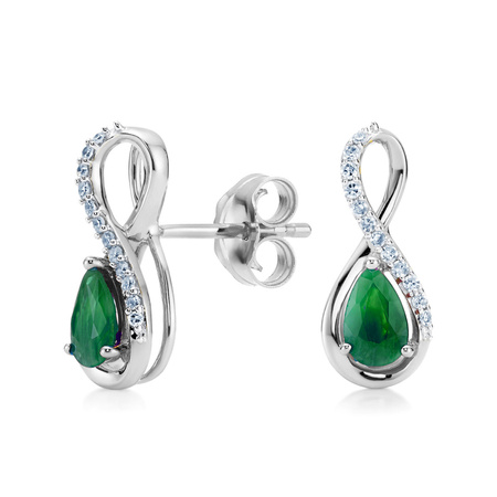 Złote kolczyki ze szmaragdami i diamentami