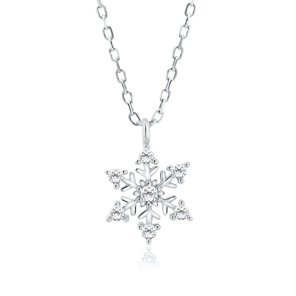 Naszyjnik srebrny śnieżynka z cyrkoniami