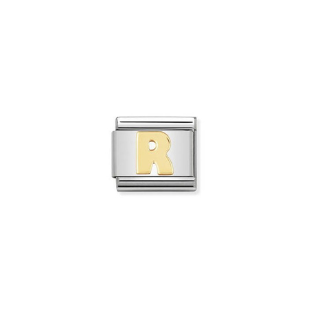 Element link do bransoletek Nomination Composable Stal + Złoto 18k litera R