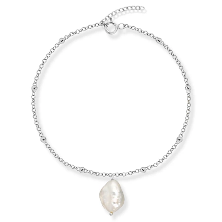 Bransoletka srebrna z wiszącą perłą