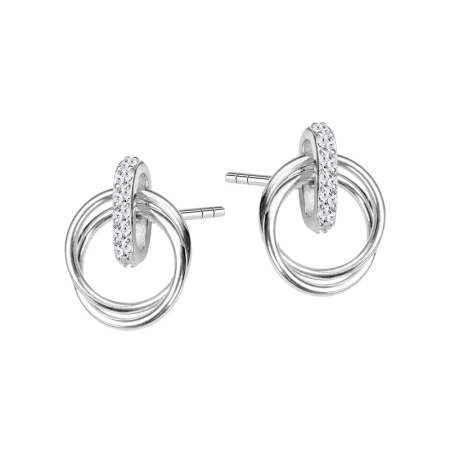 Kolczyki srebrne kółeczka z cyrkoniami
