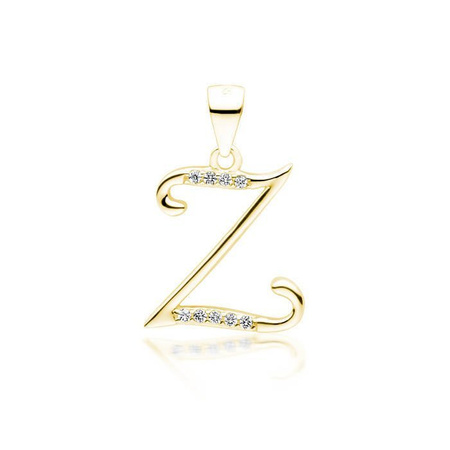 Srebrna literka pozłacana Z z cyrkoniami