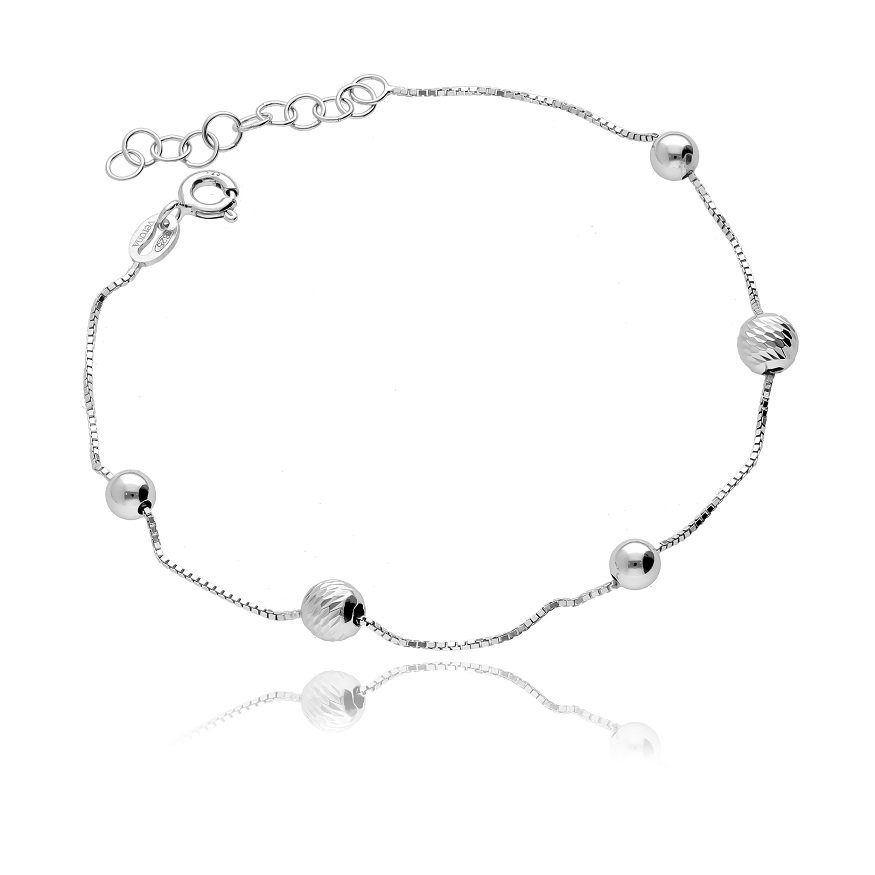Bransoletka srebrna z kulkami na łańcuszku 