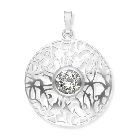 Zawieszka srebrna ażurowa z cyrkonią oksydowana