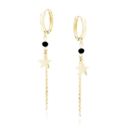 Kolczyki srebrne pozłacane wiszące kółka gwiazdka i łańcuszki