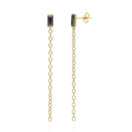 Kolczyki pozłacane cyrkonie z łańcuszkiem