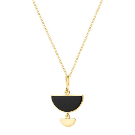 Naszyjnik srebrny pozłacany półksiężyce onyks