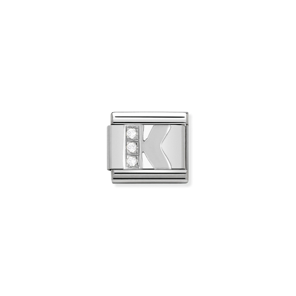 Element link do bransoletek Nomination Composable Stal + Srebro 925 cyrkonie litera K