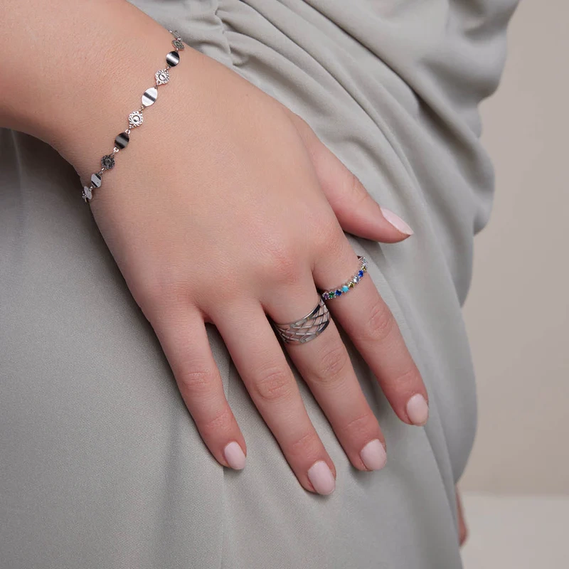 Pierścionek srebrny obrączka ażurowa szeroka